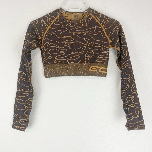 Echt Shirt Womens Small Arise Camo Crop‎ Top Long Sleeve Athletic Gym Workout S - Picture 1 of 7